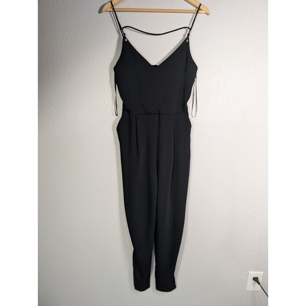 Zara Women's Sz‎ XS Satin Jumpsuit Black Elegant Evening Date Zip Up 108